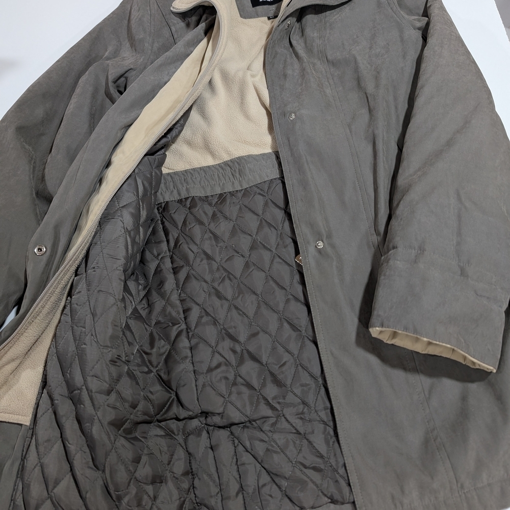 Alia Quilted Women's Jacket Small Gray Fleece Lined Utility Coat Earth Tones - Picture 3 of 11